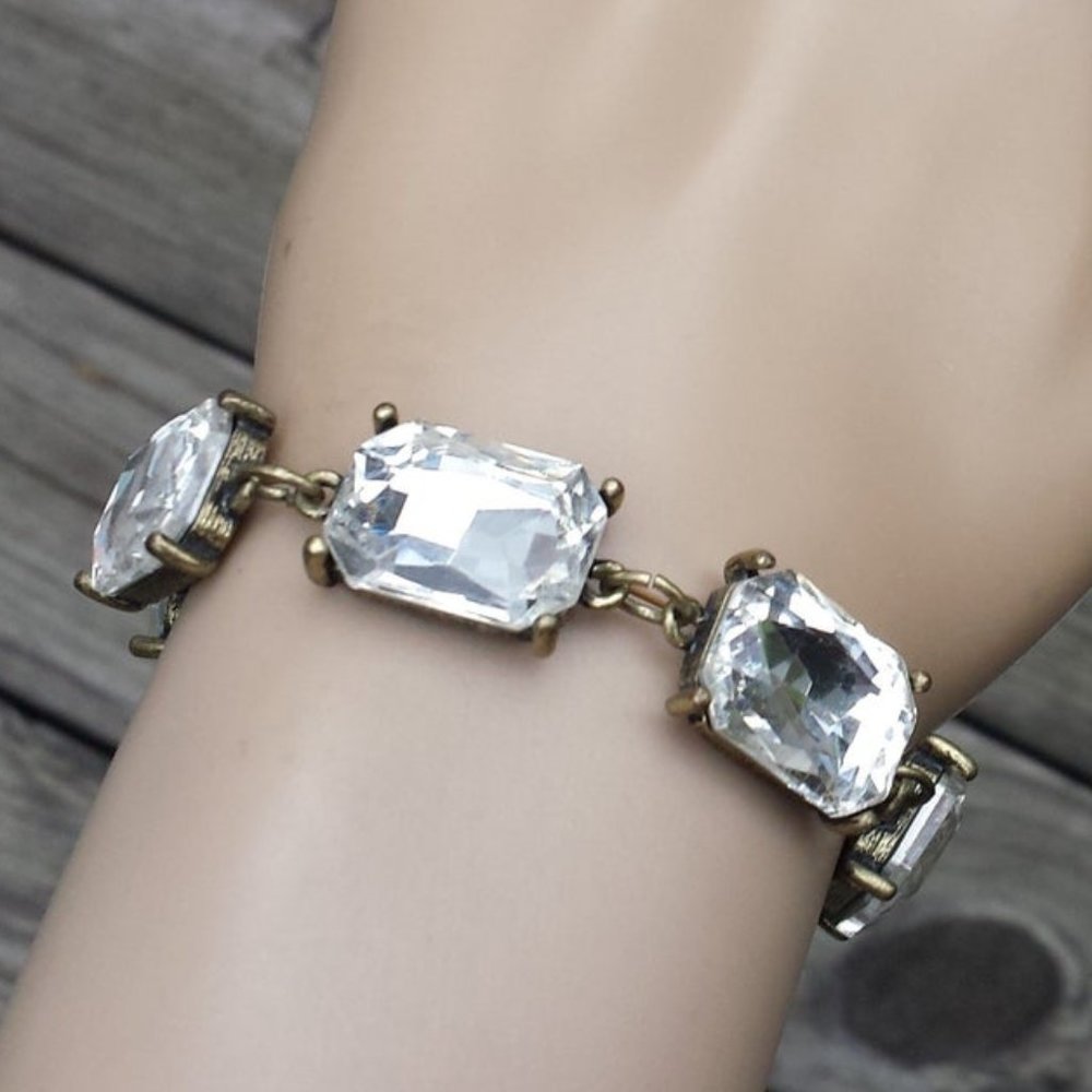 Clear Rectangular Large Rhinestones Bracelet - image 1